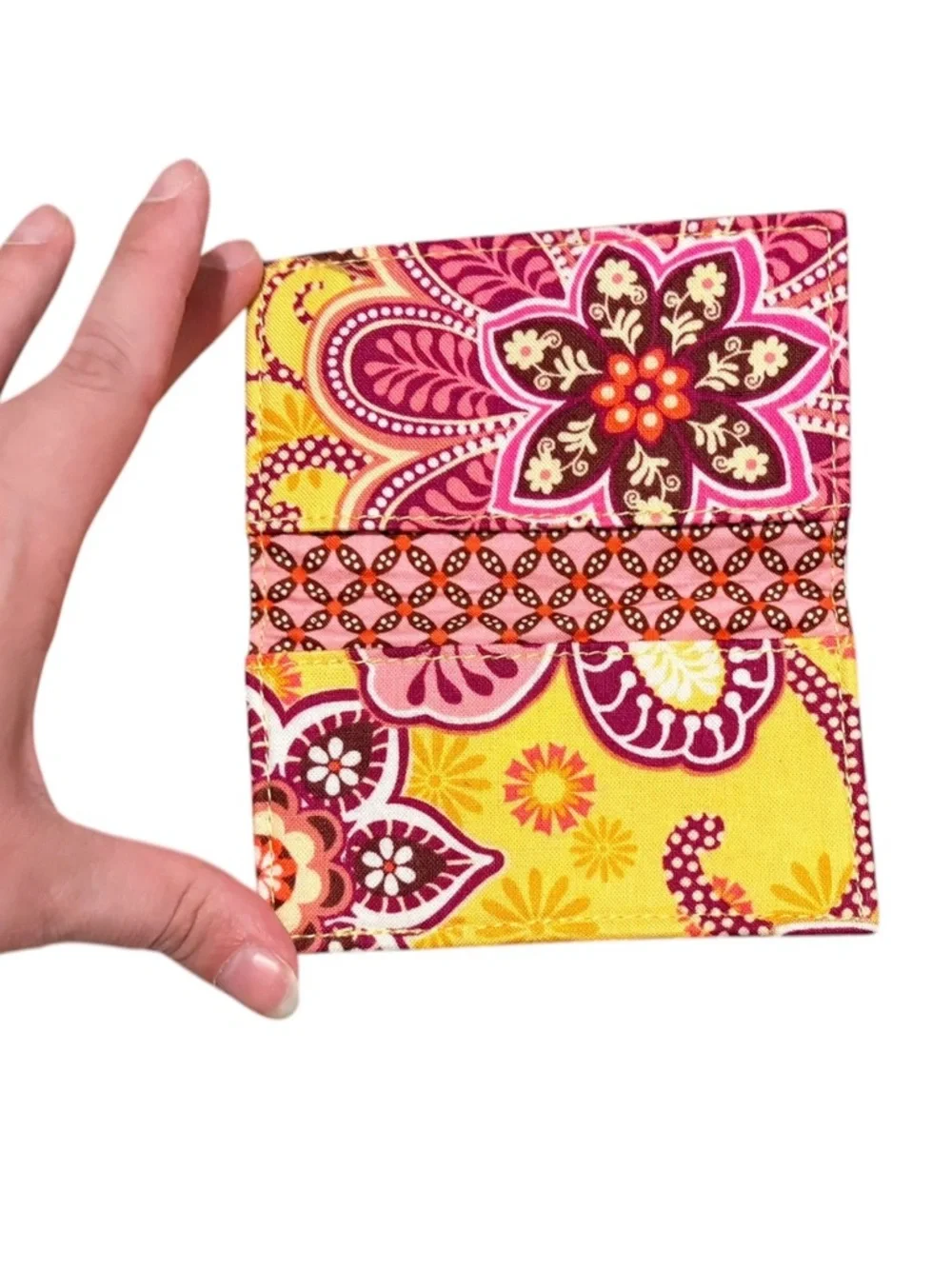 Vera Bradley Pink and Yellow Paisley Floral Wallet - Picture 2 of 3